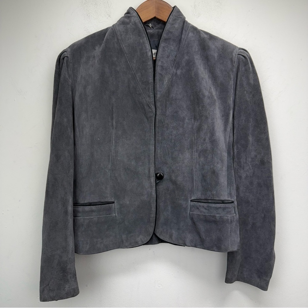 Vintage Split End Ltd. size 11/12 Women’s Gray Suede Leather Button Up Jacket